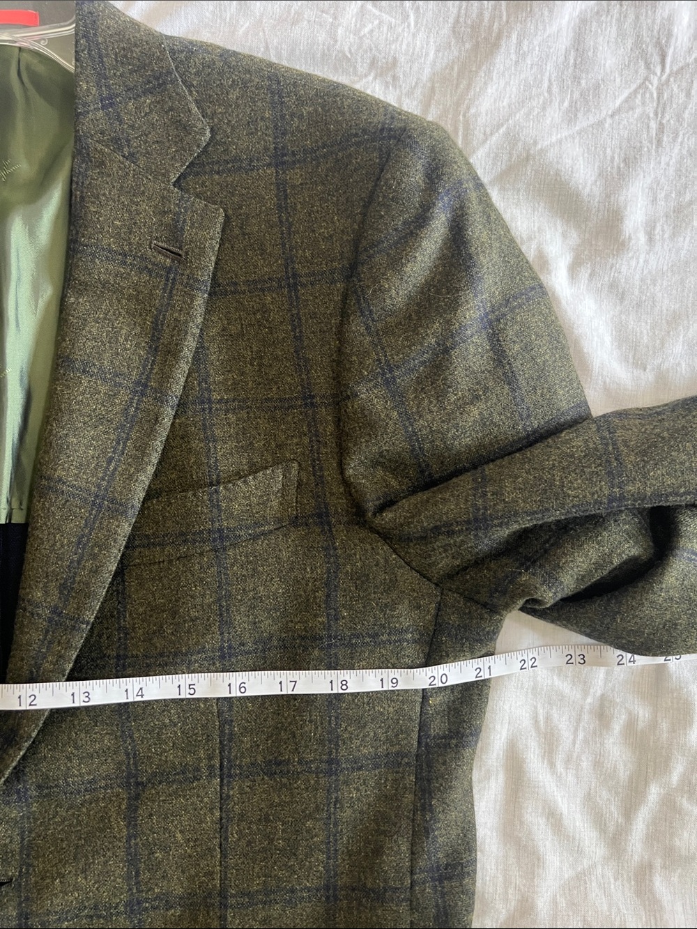 ISAIA NAPOLI Check Sportcoat 42R US (52 EU) Silk Cashmere EUC Green - Picture 15 of 15